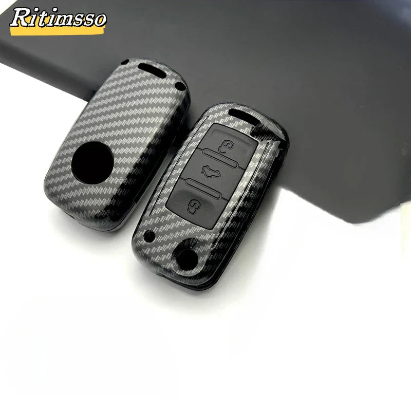 Carbon Fiber Matte Folding Car Key Case for VW – Fits Polo, Bora, Tiguan, Passat, Golf 6, Lavida, Scirocco, 3-Button Accessories