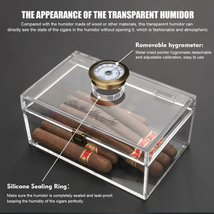 Scotte Acrylic Cigar Case Humidor – Holds 20 Cigars, Includes Hygrometer, Humidifier, Cigar Cutters, Punch & Accessories