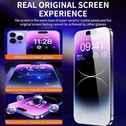 Oleophobic Coating Screen Protector for iPhone 11–16 (Pro Max, Mini, XS, XR) – Dust-Free, Easy Installation, Premium Glass Protection