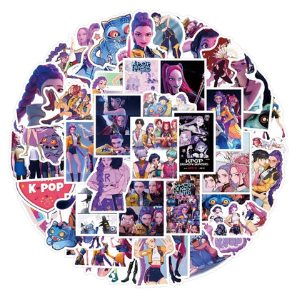 55-170PCS K-Pop Demon Hunters Anime Stickers – Waterproof DIY Decoration for Boys, Girls & Fans Gift