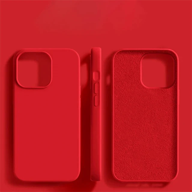 Original Liquid Silicone iPhone Case - Shockproof Soft Back Cover for iPhone 15, 14, 13, 12, 11 Pro Max & More