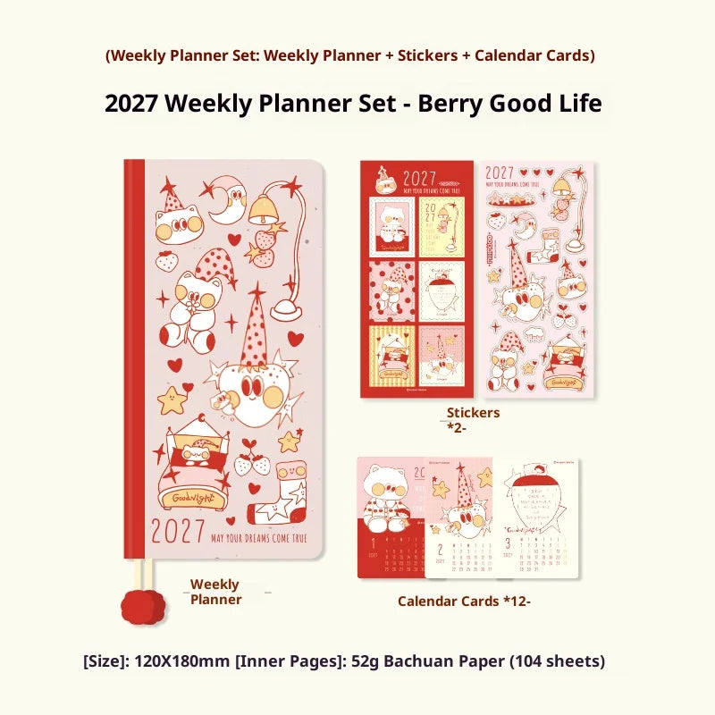 Kinbor 2027 A5/A6 Planner Notebook - Full-Year Daily Journal & Monthly Agenda for Time Management