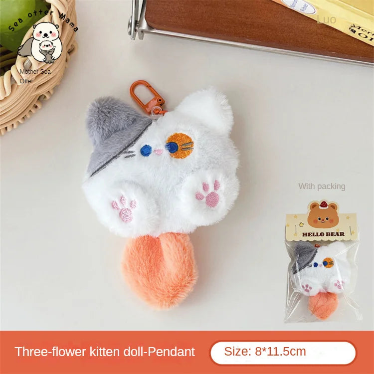 Cute Plush Cat Doll Keychain Pendant – Soft Backpack & Bag Charm Decorative Couple Gift Accessory for Girls