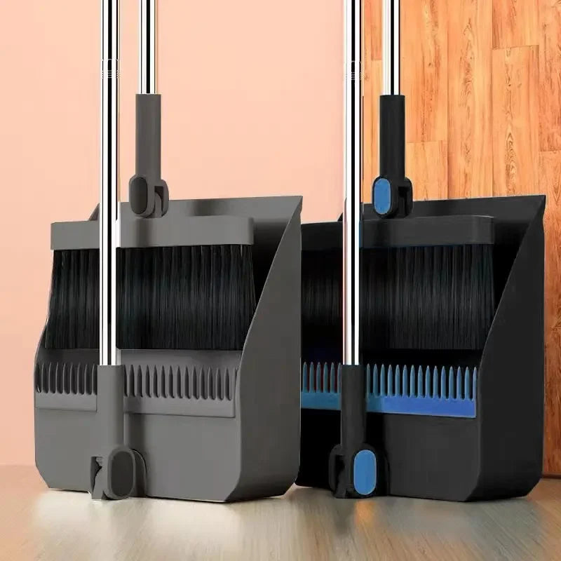 Household Broom & Dustpan Set - Foldable Sweeping Brush with Adjustable Handle and Garbage Shovel