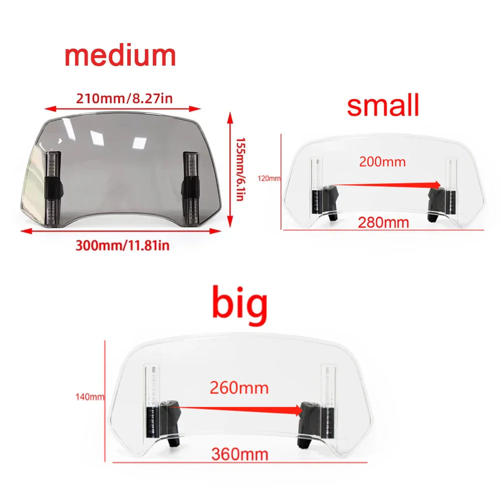 Universal Motorcycle Windshield Extension – Adjustable Clamp-On Wind Deflector Spoiler for BMW, Kawasaki, Yamaha, Honda & Suzuki Bikes