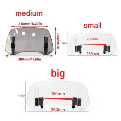 Universal Motorcycle Windshield Extension – Adjustable Clamp-On Wind Deflector Spoiler for BMW, Kawasaki, Yamaha, Honda & Suzuki Bikes