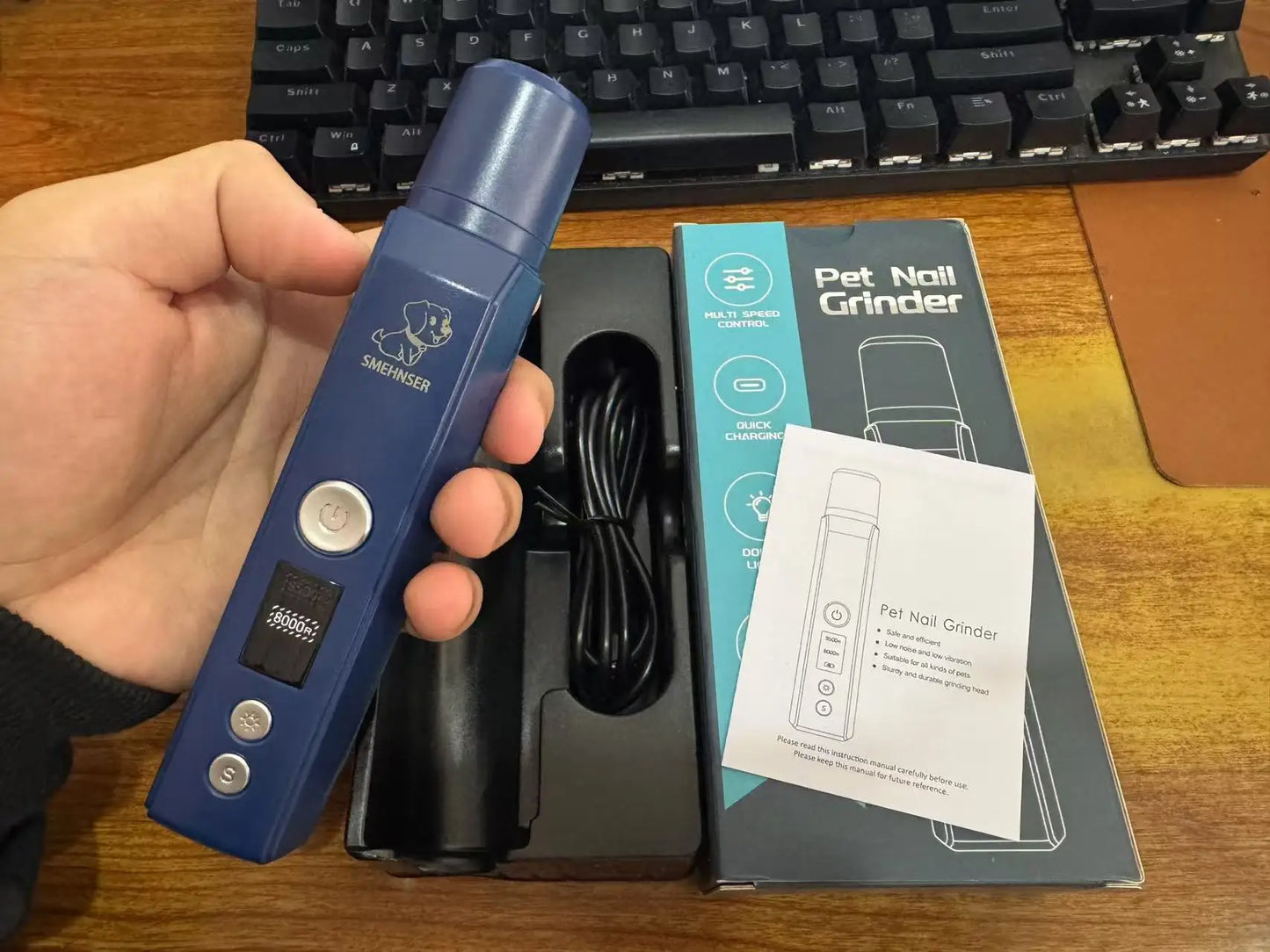 Electric LED Dog Nail Grinder – Painless Pet Nail Clippers for Cats & Dogs, Grooming Tool with Light