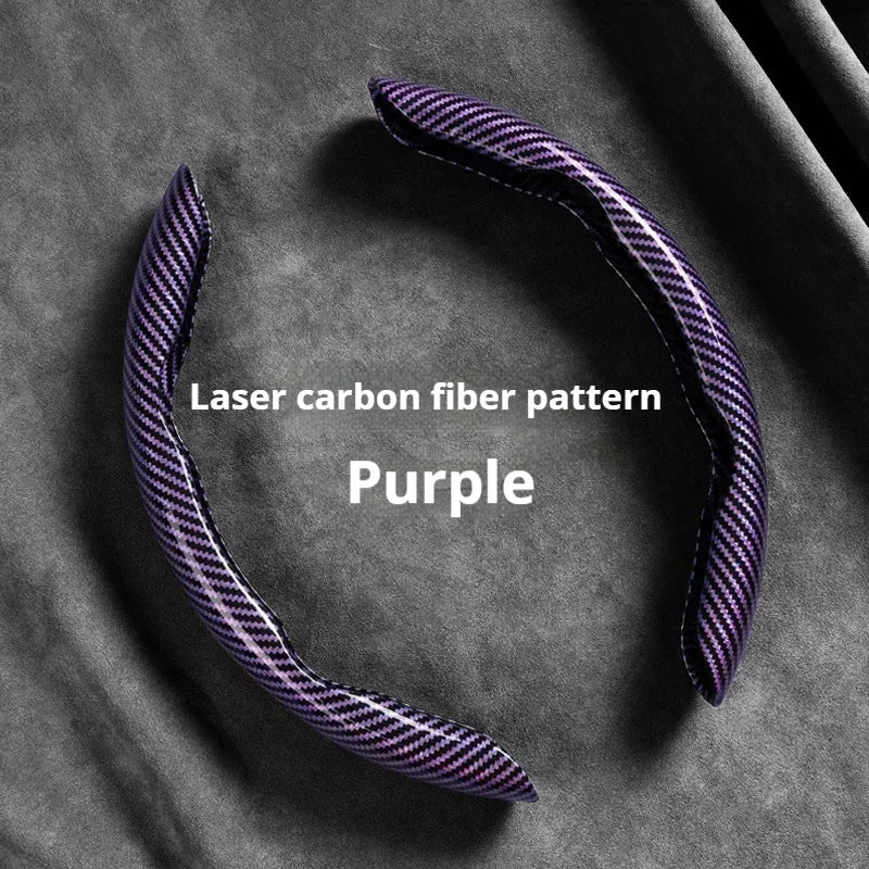 2-Piece Carbon Fiber Silicone Steering Wheel Cover — 38cm (15 Inch) Anti-Skid Car Accessory