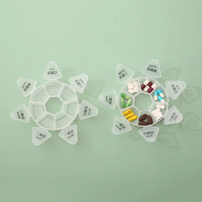 7 Day Weekly Pillbox – Tablet Holder & Medicine Organizer with Color-Coded Compartments