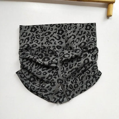 Women's Leopard Print Seamless Yoga Shorts - High-Waisted Butt-Lifting Fitness Workout Shorts
