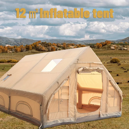 Inflatable Camping Tent for 4-8 People – Portable Water-Resistant Four-Season Tent with Windows