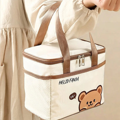 WORTHBUY Cute Thermal Lunch Bag – Large Capacity Insulated, Waterproof & Portable Picnic Cooler for Students