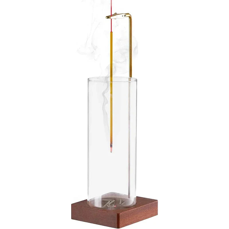 Mess-Free Incense Holder for Sticks - Removable Glass Ash Catcher Burner for Meditation, Yoga & Spa