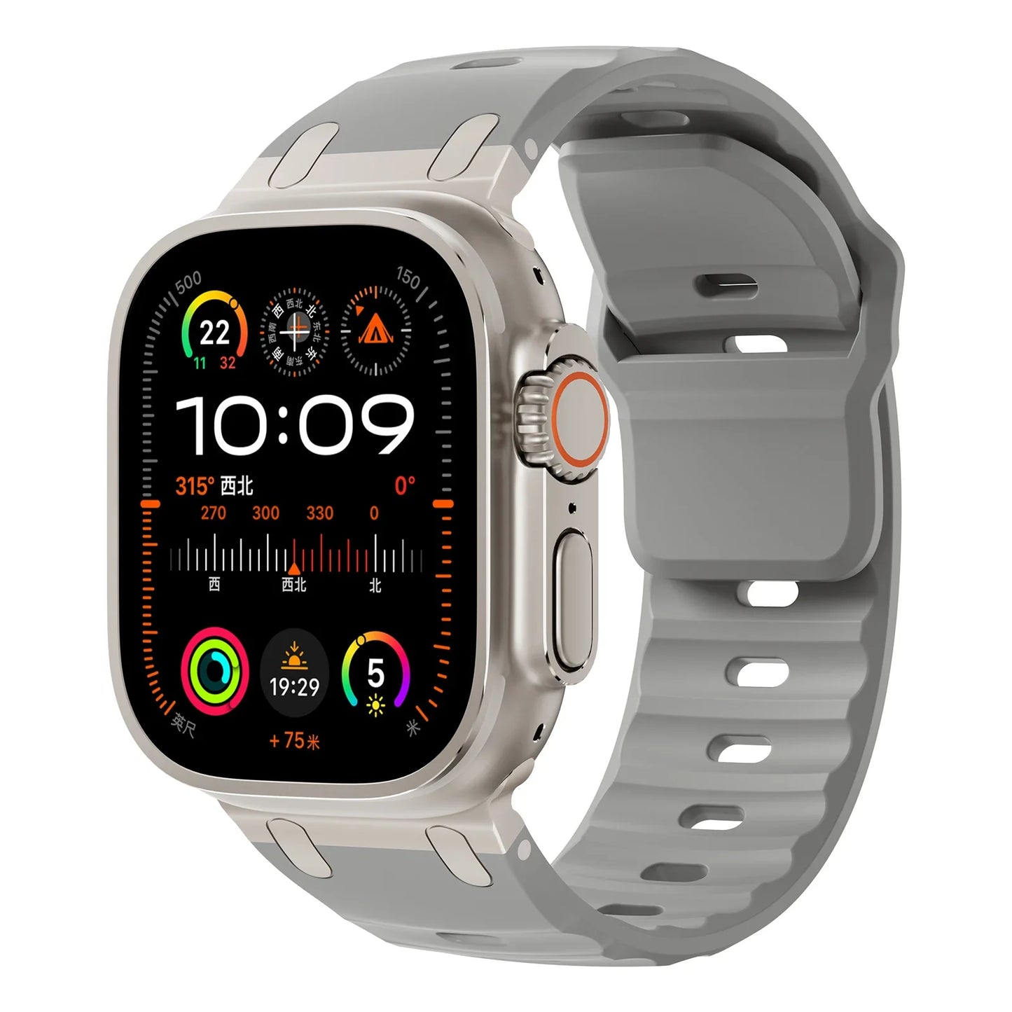 Sport Silicone & Stainless Steel Strap for Apple Watch — Fits Ultra 2 & Series 10/9/8/7/SE (44–49mm)