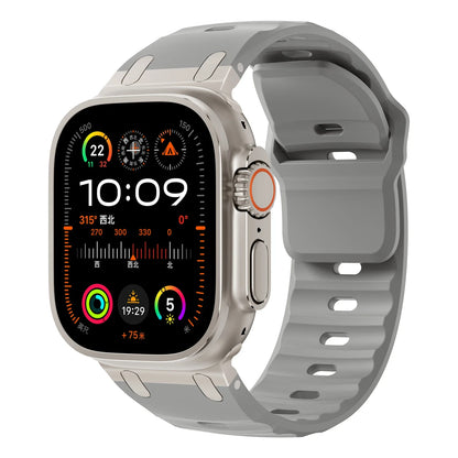 Sport Silicone & Stainless Steel Strap for Apple Watch — Fits Ultra 2 & Series 10/9/8/7/SE (44–49mm)