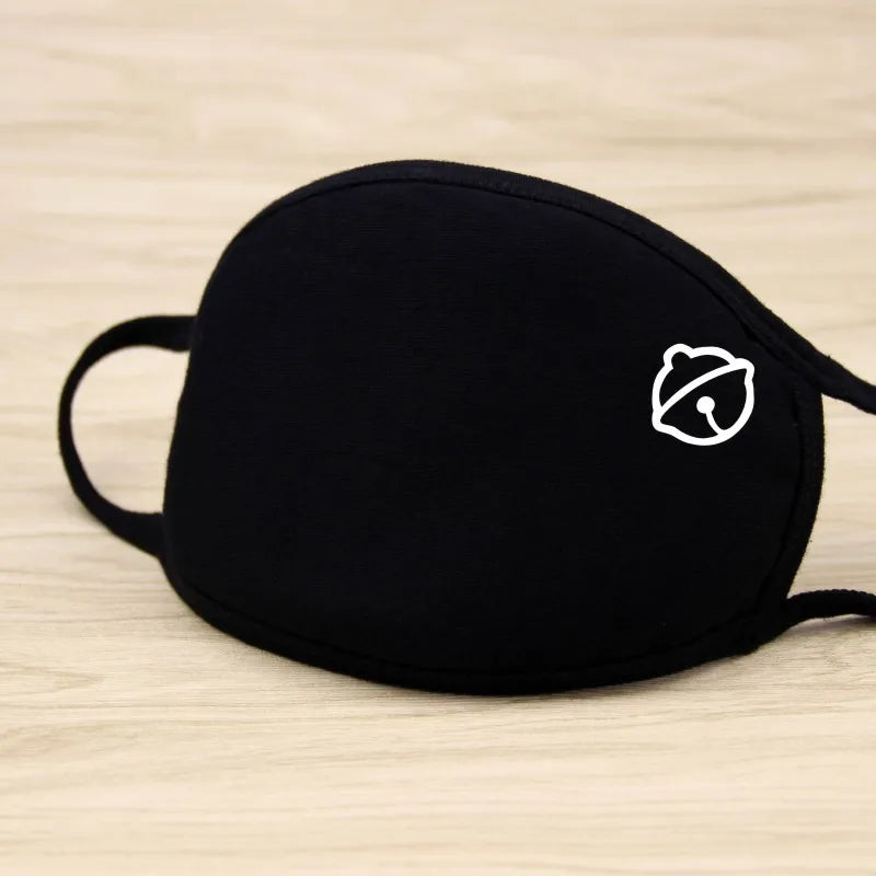 Black Cotton Winter Mask — Unisex Thickened Half-Face Cotton Cartoon Pattern Anti-Dust Respirator