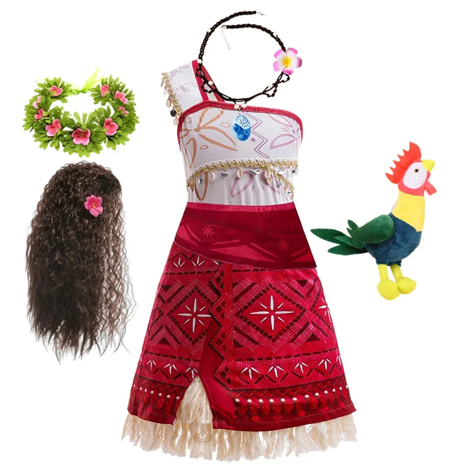 Disney Moana Princess Dress - Girls Vaiana Ocean Adventure Halloween Cosplay Costume