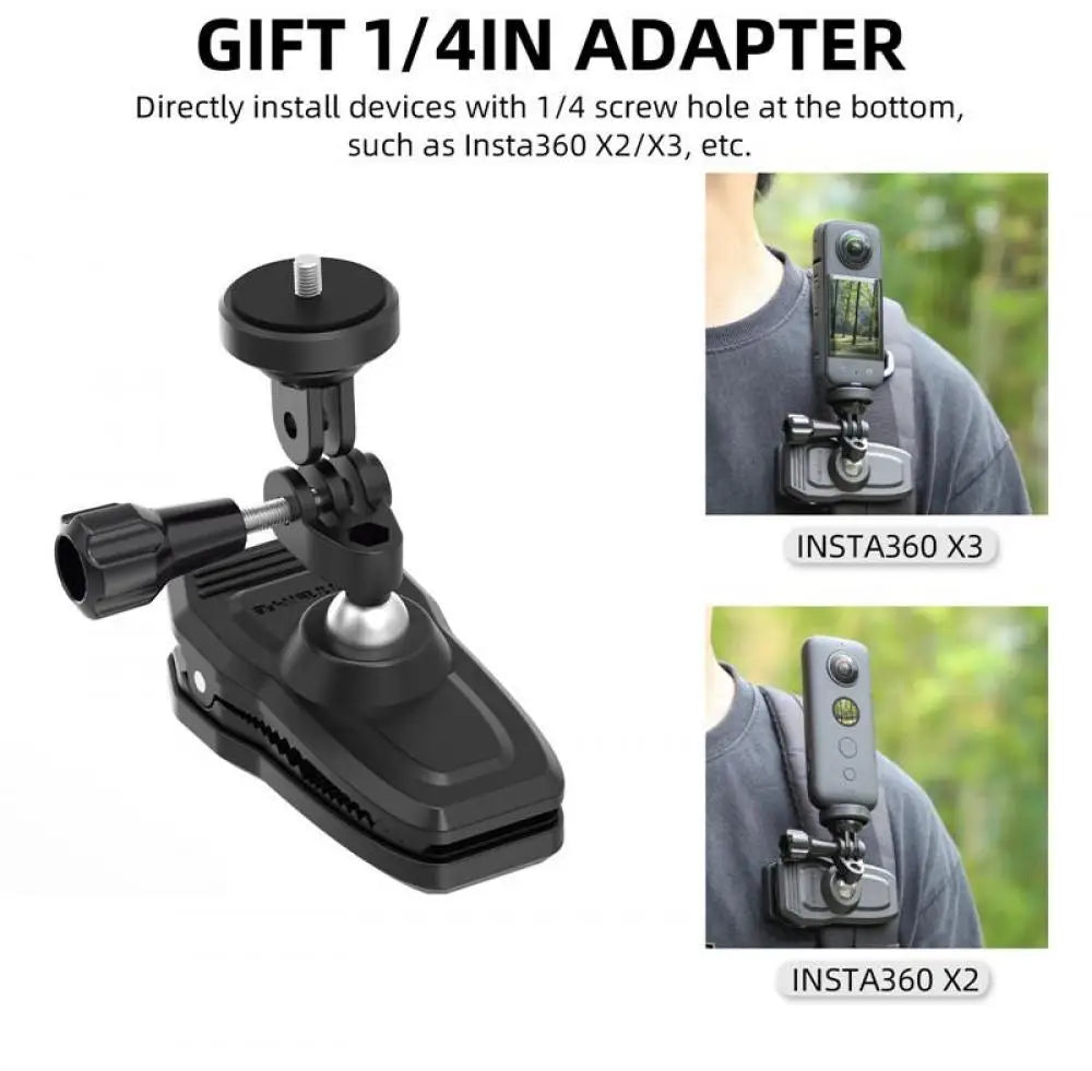 Magnetic 360° Rotary Action Camera Mount Clip – Hat, Belt & Backpack Clamp Holder for DJI Osmo Action 6/5 Pro/4, GoPro 13/12/11/10/9 Accessories