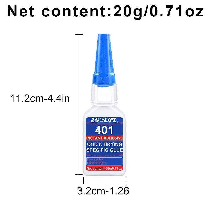 Upgraded 401 Super Cyanoacrylate Glue – Instant 5-Second Drying, Waterproof & Versatile Strong Adhesive