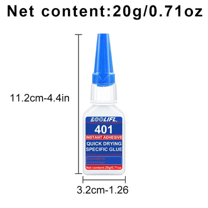 Upgraded 401 Super Cyanoacrylate Glue – Instant 5-Second Drying, Waterproof & Versatile Strong Adhesive