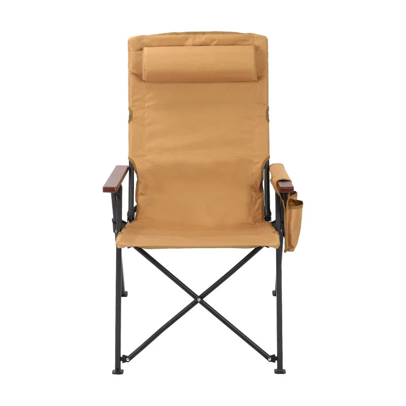 Adjustable 5-Position Folding Camping Chair with Pillow & Armrests for Outdoor Fishing & Patio Relaxation