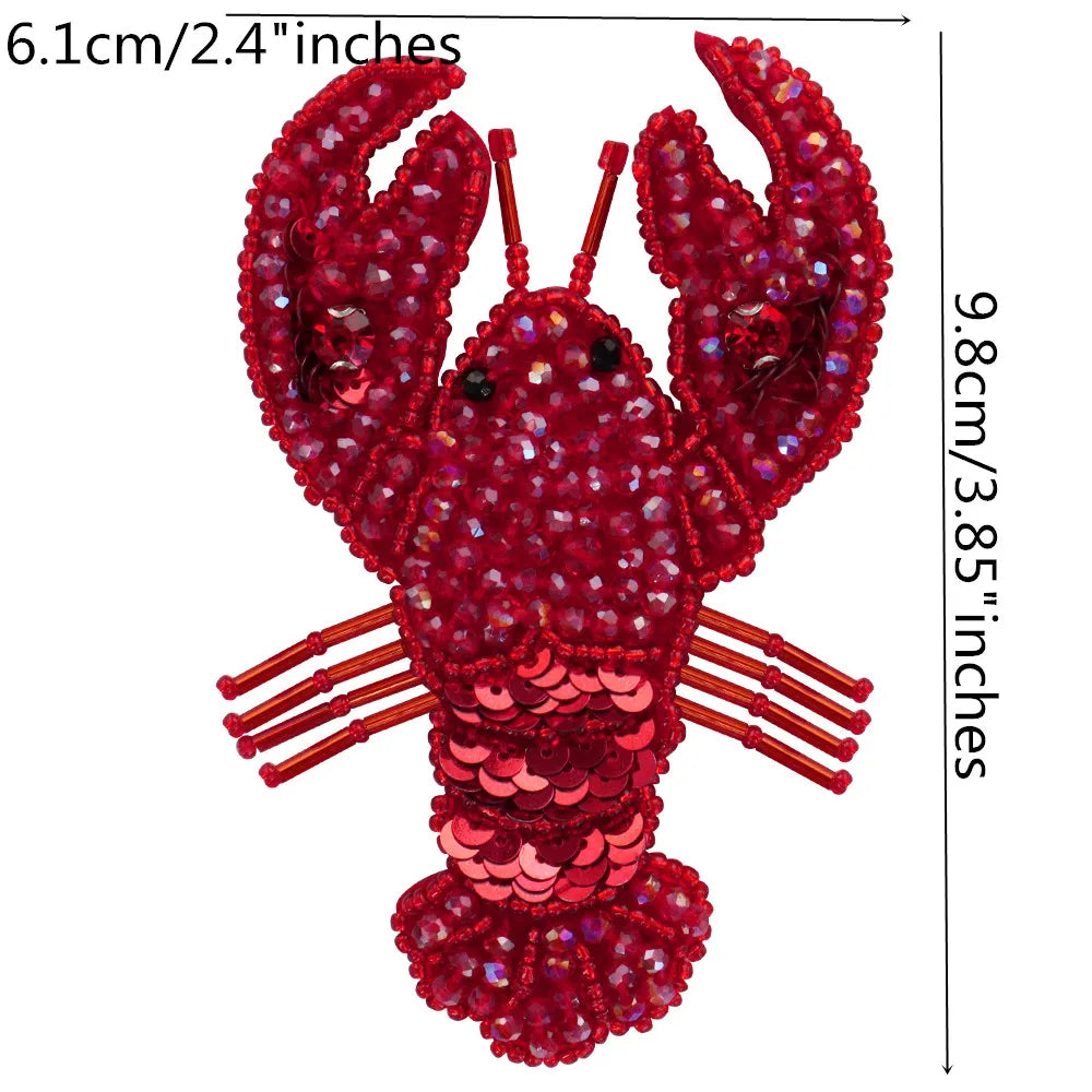 3D Handmade Ocean Animal Patches - Beaded Seahorse Crab Starfish DIY Sewing Accessories & Craft Ornaments