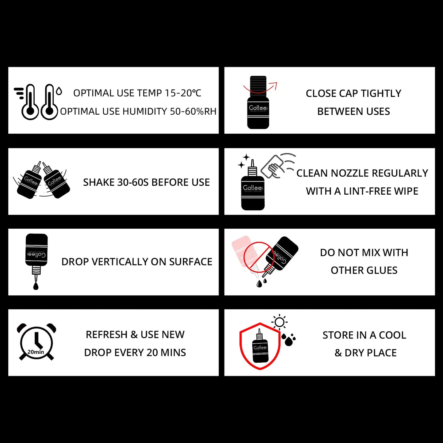 Gollee 0.5s Fast-Drying Eyelash Extension Glue – Waterproof Professional Adhesive for Salon Lashes