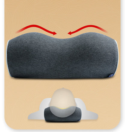 Cervical Spine Pillow - Antiarch Traction Pillow with PU Memory Foam Core, Pure Cotton Cover, Portable Neck Support Pillow