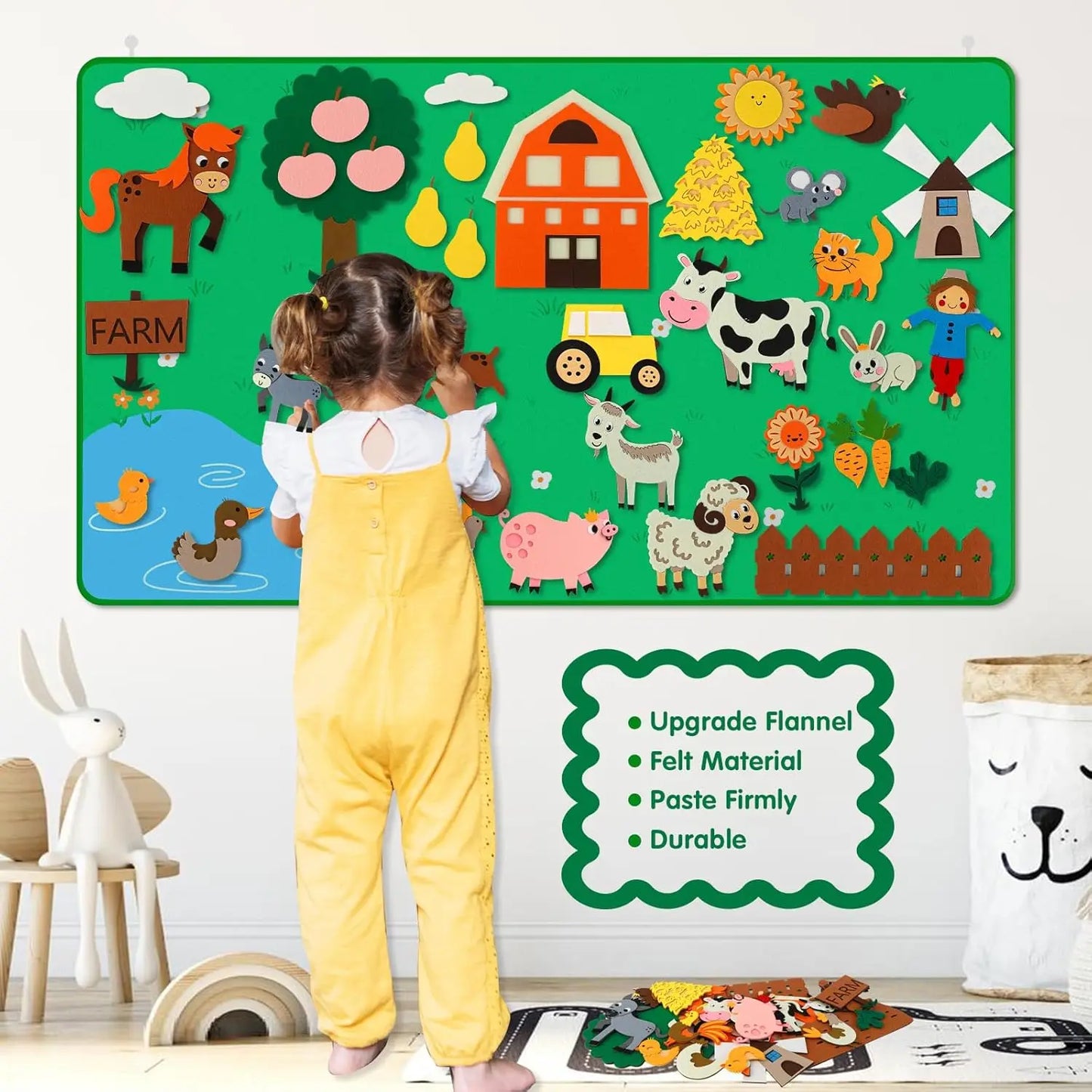 Farm Animals Felt Story Board Set – Interactive Early Learning Wall Puzzle Toys for Toddlers