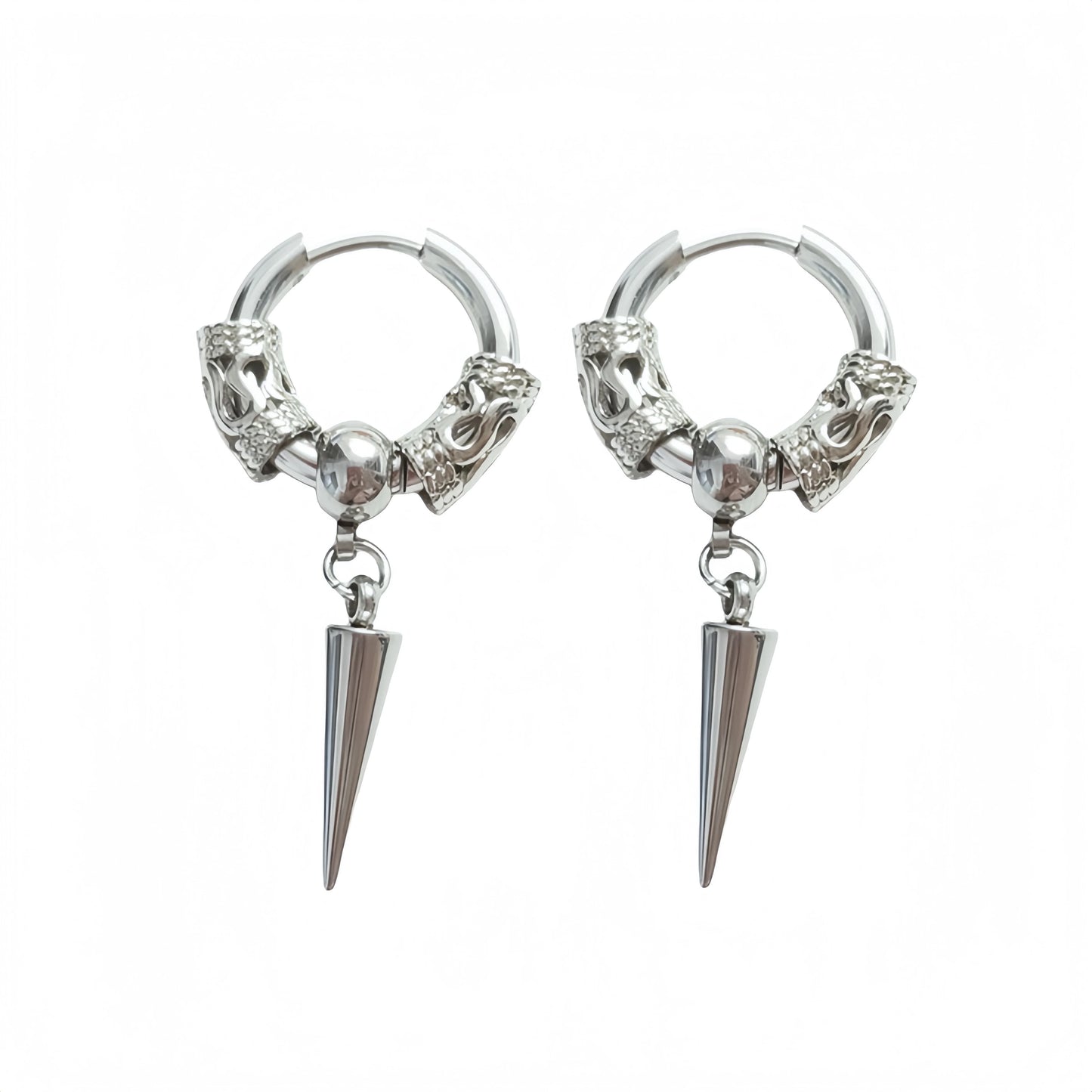 Long Hanging Cross & Leaf Hoop Earrings – Vintage Stainless Steel Hip Hop Unisex Jewelry Accessories