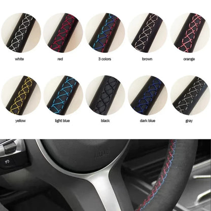 Car Steering Wheel Cover - Artificial Leather with Red Marker for Volkswagen VW Passat B5 (1996-2005), Golf 4 (1998-2004), Seat Alhambra