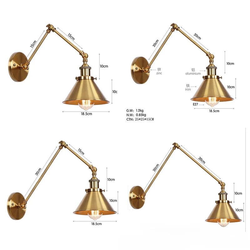 American Iron Art UFO Wall Lamp — Black Decorative Light for Bedroom, Bar & Restaurant