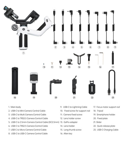 FeiyuTech SCORP Mini 2 Kit - 3-Axis Handheld Gimbal for Mirrorless Camera, Action Cam, Smartphone with AI Tracker, 1.2kg Load Capacity