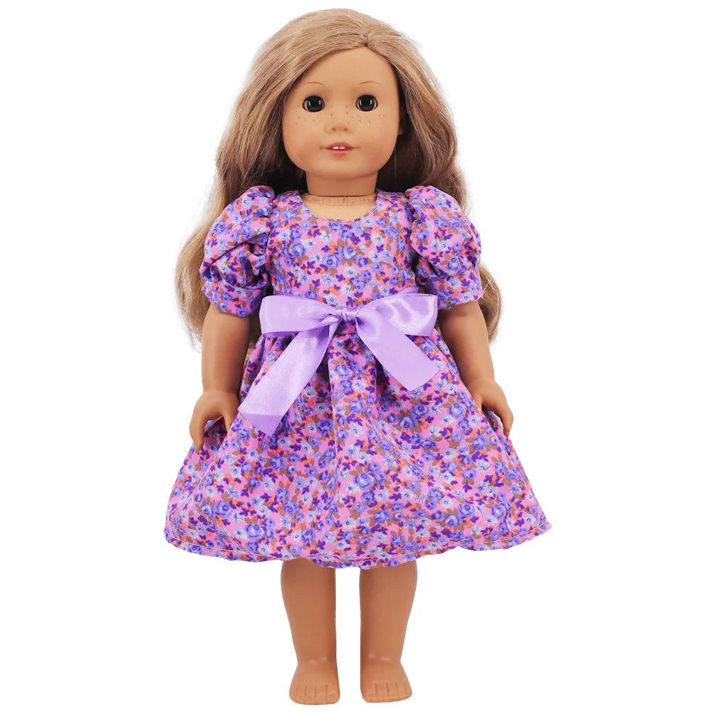 18-Inch Doll Nightdress Outfit — Purple Series Clothes for American & 43CM Baby Dolls, Our Generation Doll Gift