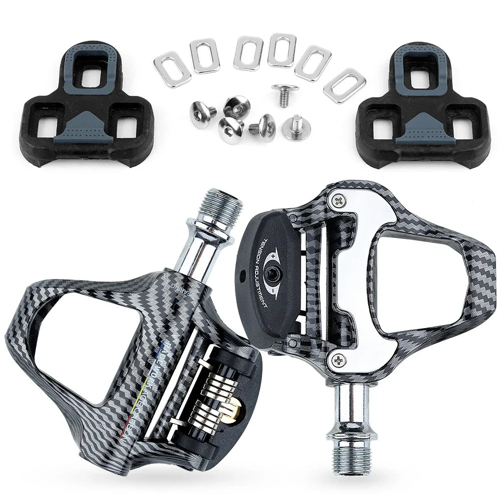RACEWORK Carbon Fiber Road Bike Pedals Ultra-Light SPD Keo Self-Locking Professional Cycling Pedals