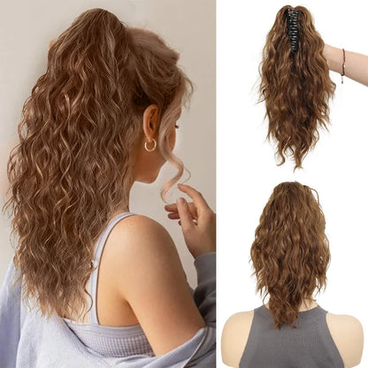 LUPU 14" Synthetic Curly Claw Clip-In Ponytail – Heat-Resistant Fashion Hair Extension for Daily Wear, Halloween & Holidays