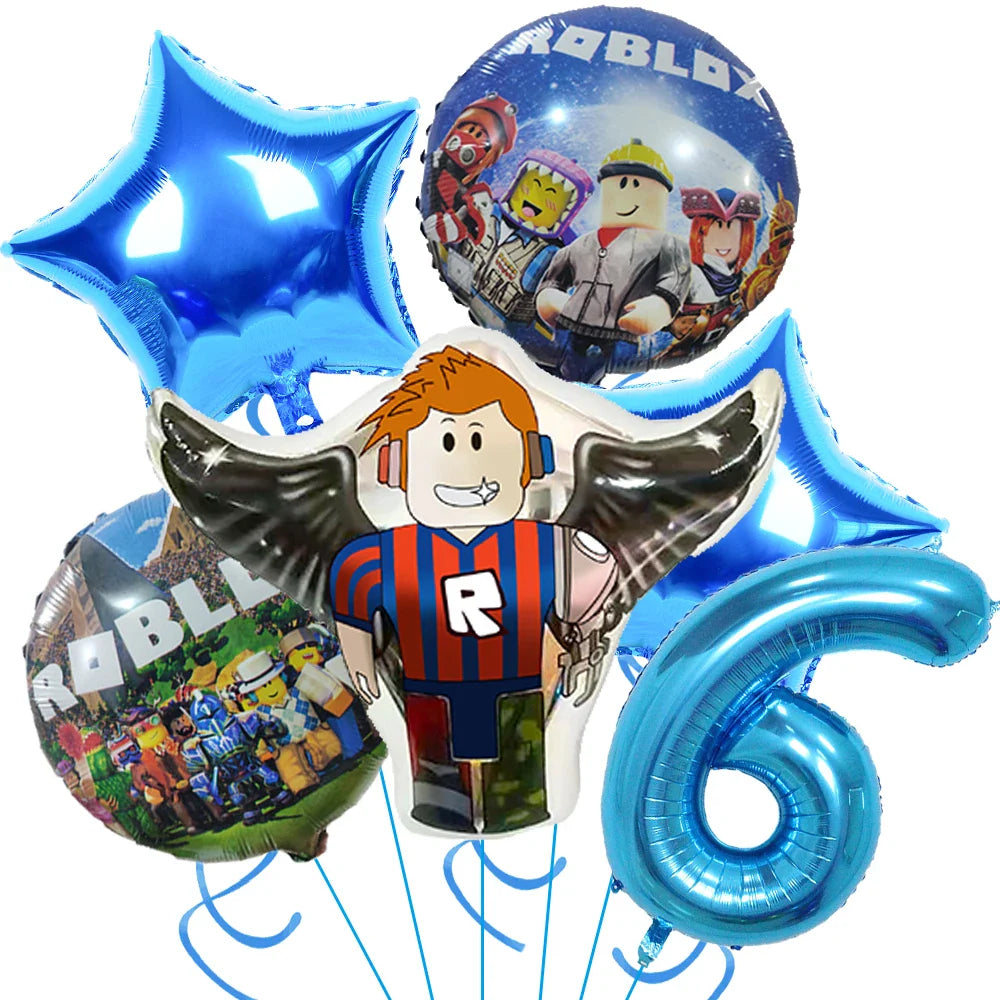 Roblox Birthday Party Supplies — Balloons, Disposable Tableware & Backdrop for Kids’ Party or Baby Shower