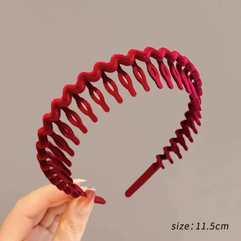 Vintage Red Woolen Velvet Headband – Women's Side Sponge Hair Hoop for Christmas & Fashion Accessories