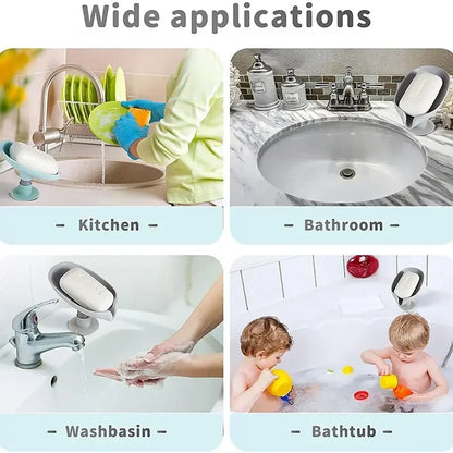 Leaf Shape Soap Holder: Drain Soap Box with Suction Cup Tray - Shower Sponge Container for Kitchen & Bathroom Accessories