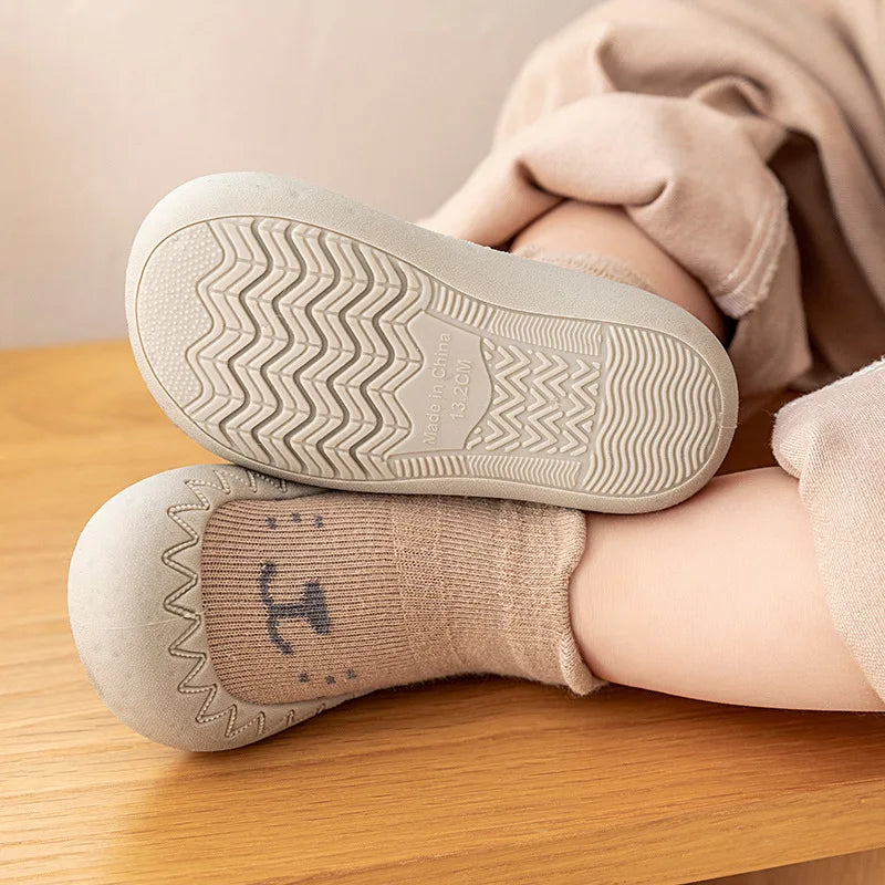 Newborn Baby Shoes — Embroidered Nonslip Socks & Soft Rubber Sole Booties for Boys & Girls