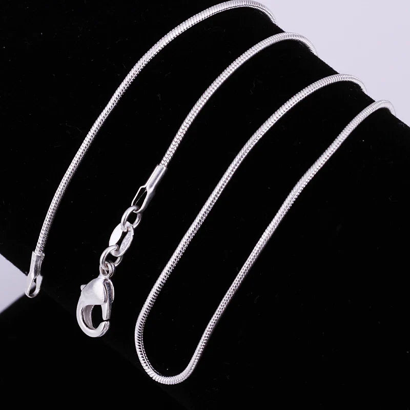 10PCS 925 Sterling Silver Snake Chain Necklaces — 1mm, 16–30 Inch for Women & Men, Fashion Jewelry