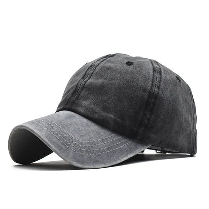 Baseball Snapback Cap – Pure Color Cowboy Hat, Water-Washed Hip Hop Fitted Cap for Men & Women, Spring & Autumn