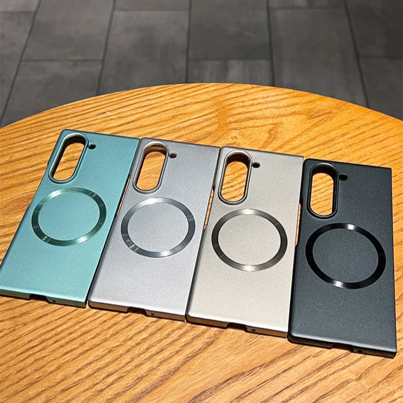 Ultra Thin Magnetic Matte Case for Samsung Galaxy Z Fold 7/6/5/4/3 - Slim Metal Plating MagSafe Wireless Charging Protective Cover