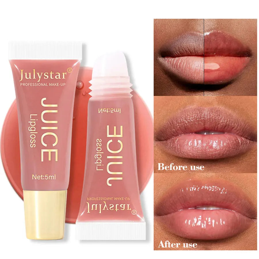 Watery Crystal Clear Jelly Lip Oil – Moisturizing Lip Balm & Gloss with Smoothing Effect, Fruit-Scented Glass Pout