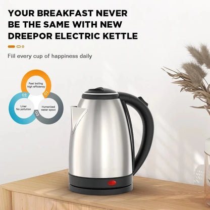 2L Electric Kettle — Large Capacity Stainless Steel Fast Boil Water Heater