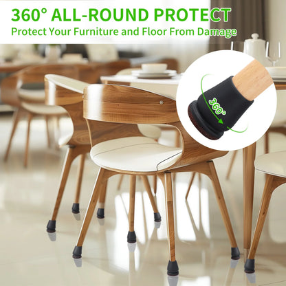 16PCS Silicone Chair Leg Pads — Non-Slip Felt Furniture Floor Protectors for Noise Reduction & Scratch Prevention