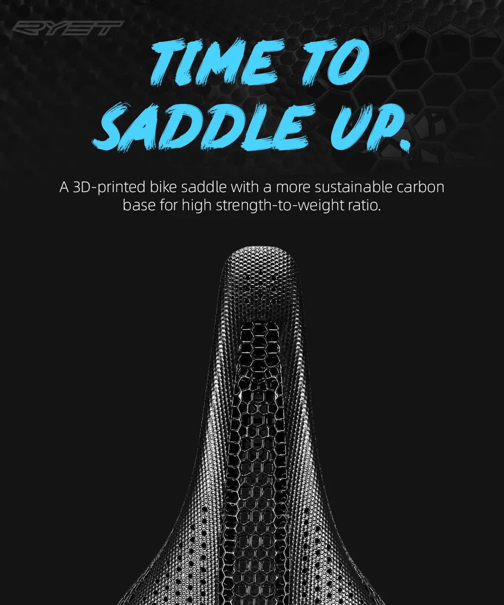 RYET Carbon 3D Printed Bike Saddle – Ultralight 175g Seat for Men & Women Road, MTB, Gravel, Triathlon Cycling
