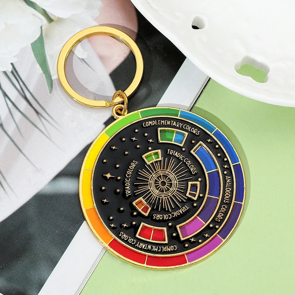 Color Wheel Keychain - Interactive Art Keyring Gift for Painters Artists and Creative Accessories