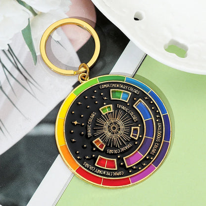 Color Wheel Keychain - Interactive Art Keyring Gift for Painters Artists and Creative Accessories