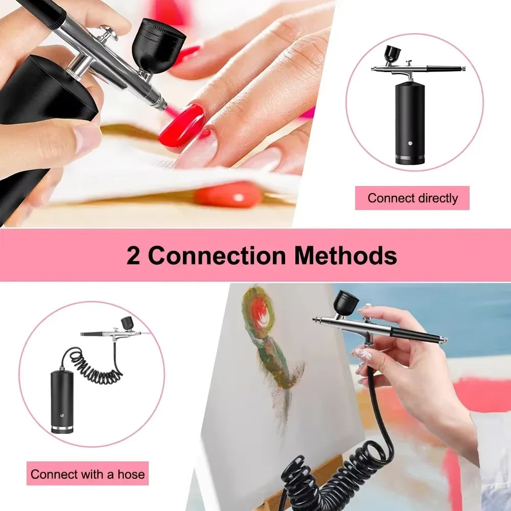 Portable Wireless Airbrush Kit — Handheld Electric Spray Gun with Compressor for Coloring, Tattoo, Graffiti & Model Painting